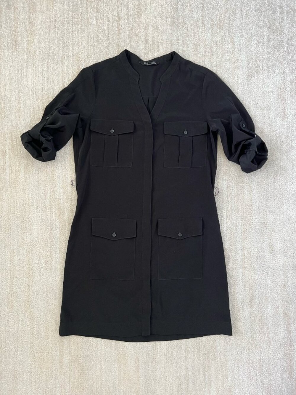 Express Black Utility Shirt Size XS Roll Tab Sleeve Safari Cargo Mini